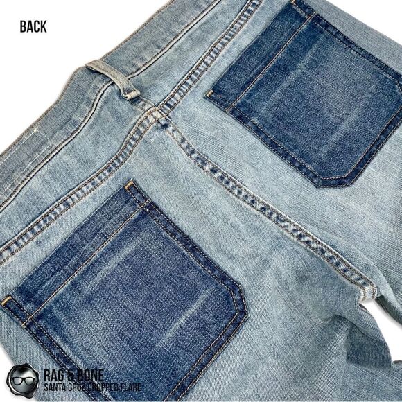 RAG & BONE SANTA CRUZ FLARE CROP JEANS IN PATCH VARICK WOMEN’S SIZE 28 RAW HEM - Picture 12 of 16